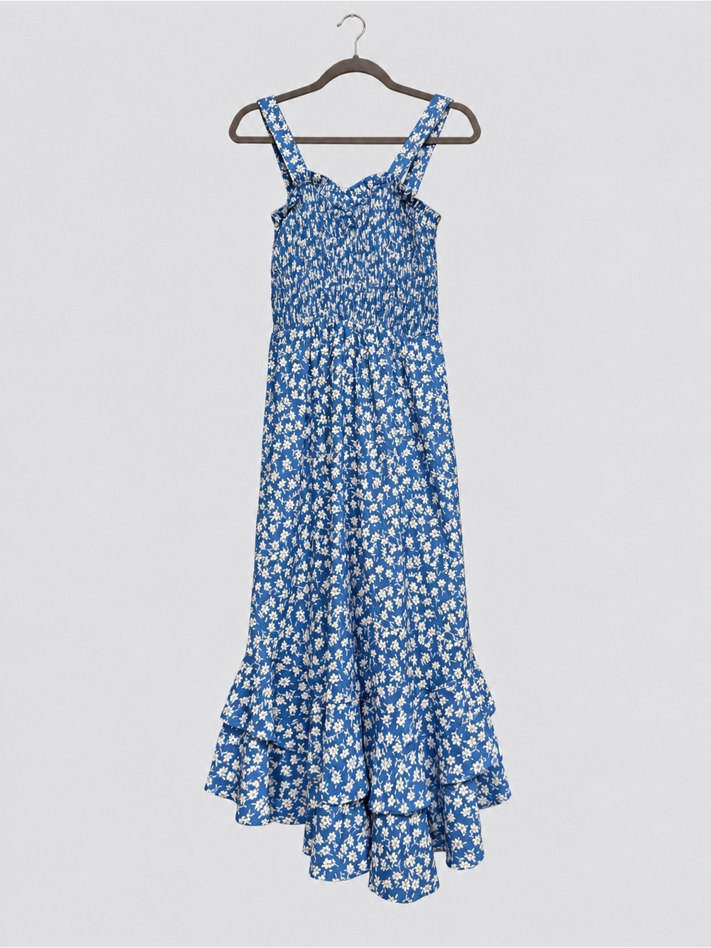 Grace Karin Blue Floral Smocked Maxi Sundress for Kids